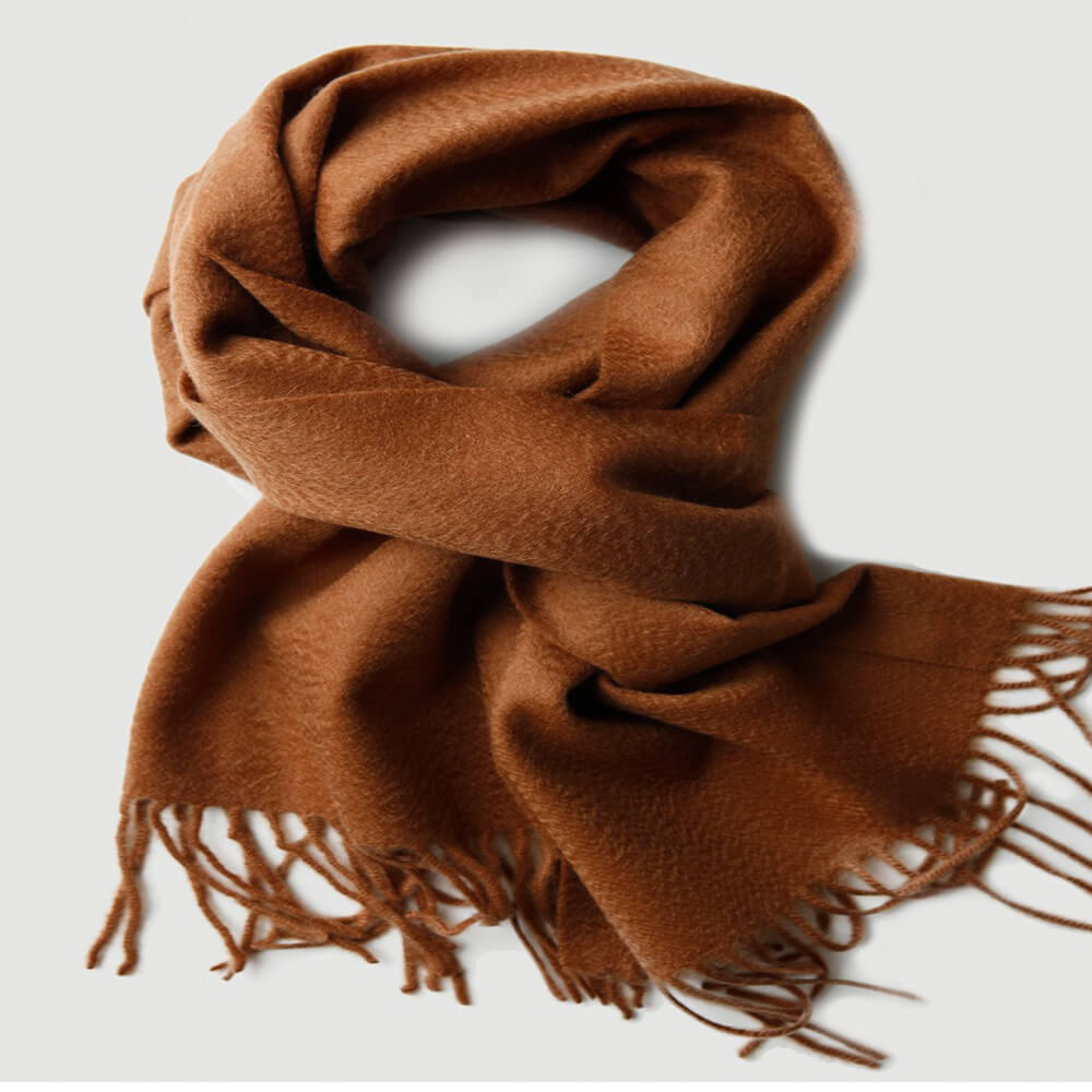 Water Pattern Camel Cashmere Scarf
