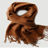 Laden Sie das Bild in den Galerie-Viewer, Kamelfarbener Kaschmirschal mit Wassermuster