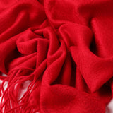 Cargar imagen en el visor de la galería, Chal con flecos ondulados de agua de cachemira roja