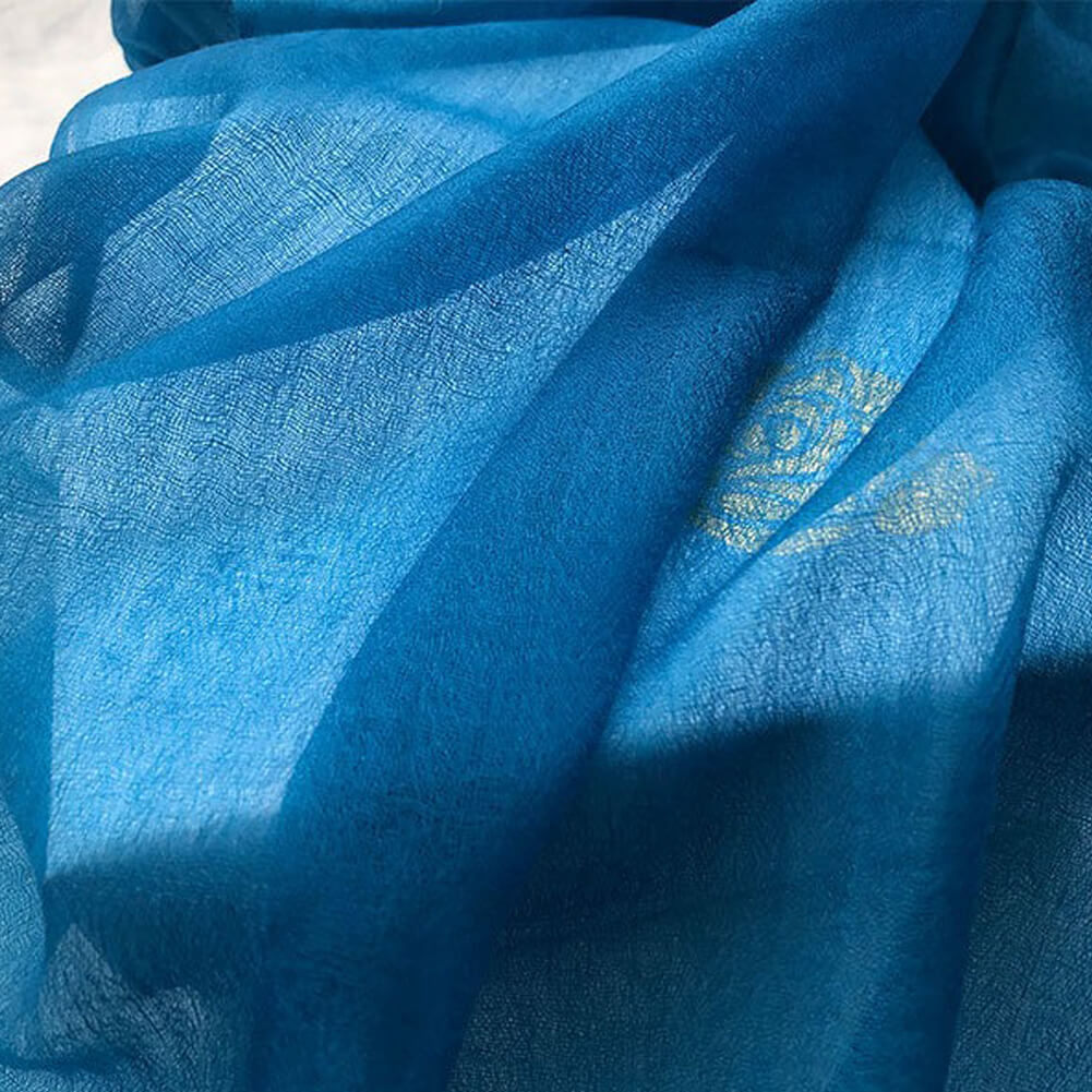 300S Blue Lightweight Cashmere Shawl Wrap