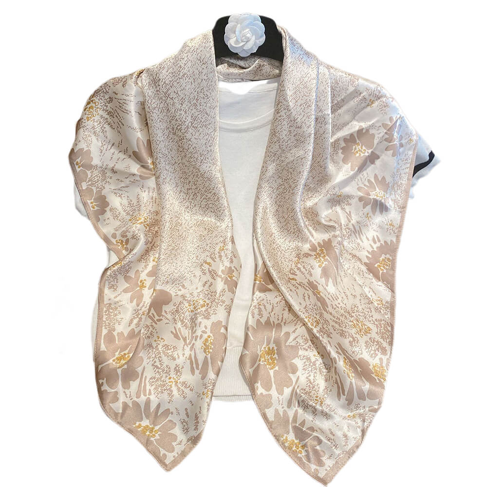 Pañuelo Seda Beige 35x35