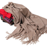 Cargar imagen en el visor de la galería, Chal con flecos ondulados de agua de cachemira beige