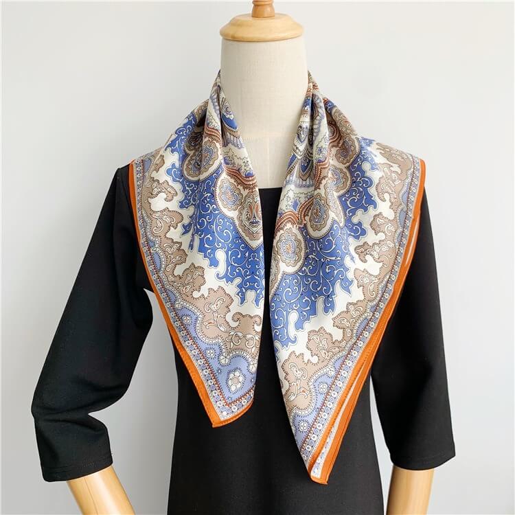 100% Pure Mulberry Silk Scarf for Women Square Head Hair Wrapping