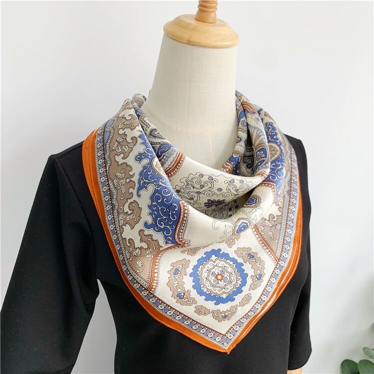 100% Pure Mulberry Silk Scarf for Women Square Head Hair Wrapping