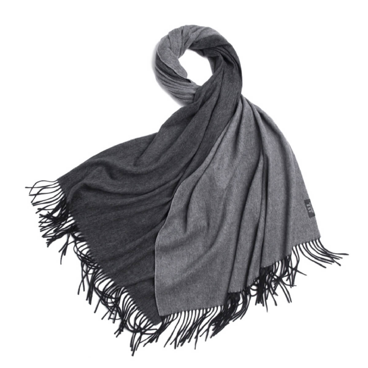 Double-Faced Dark Grey Cashmere Wrap Blanket Scarf