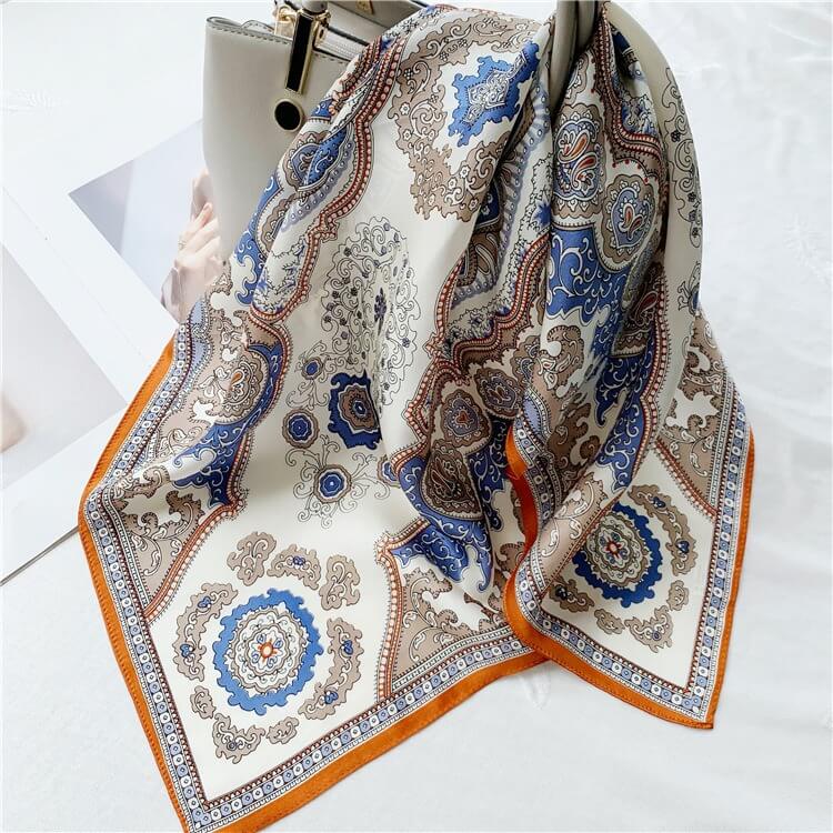 100% Pure Mulberry Silk Scarf for Women Square Head Hair Wrapping