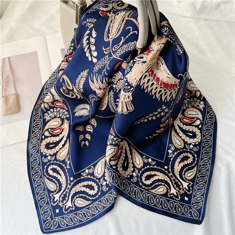 Foulard carré en soie de mûrier, foulard de tête en vraie soie, à la mode, 100%