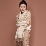 Load image into Gallery viewer, Double-Faced Camel Cashmere Wrap Blanket Scarf