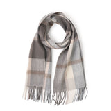 Load image into Gallery viewer, Blue Color Cashmere Plaid Fringe Scarf