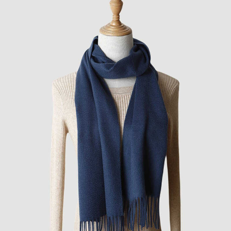 Water Pattern Navy Blue Cashmere Scarf