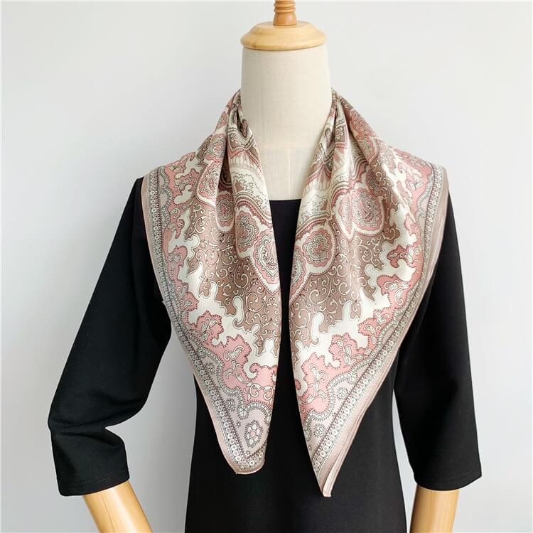 100% Pure Mulberry Silk Scarf for Women Square Head Hair Wrapping