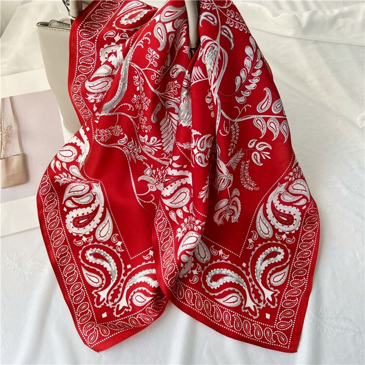 Foulard carré en soie de mûrier, foulard de tête en vraie soie, à la mode, 100%