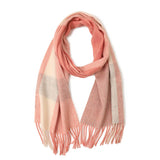 Cargar imagen en el visor de la galería, Bufanda con flecos a cuadros de cachemira rosa