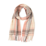 Load image into Gallery viewer, Apricot Cashmere Plaid Fringe Scarf