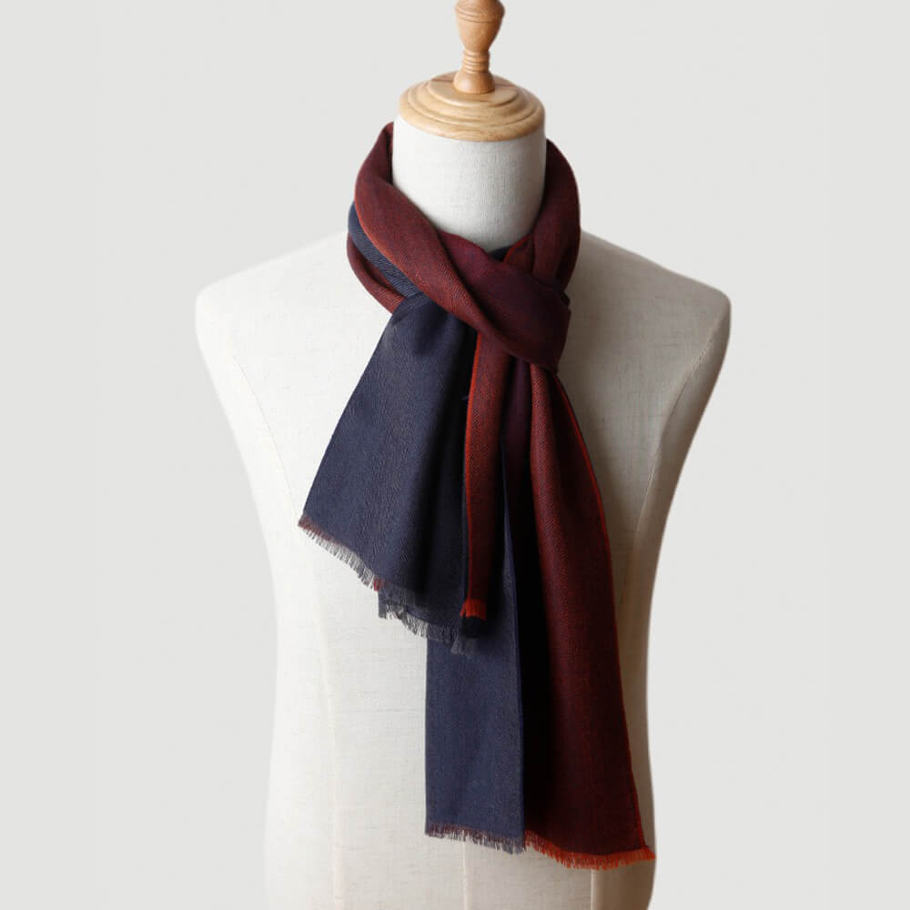 Men's Worsted Multi-Color Cashmere Scarf