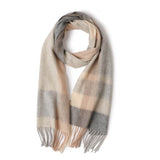 Load image into Gallery viewer, Apricot Cashmere Plaid Fringe Scarf