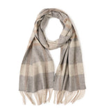 Load image into Gallery viewer, Pure Color Cashmere Plaid Fringe Scarf
