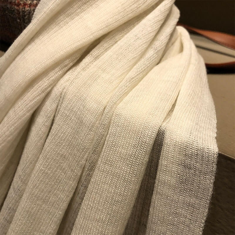 White Knitted 200s Cashmere Wrap
