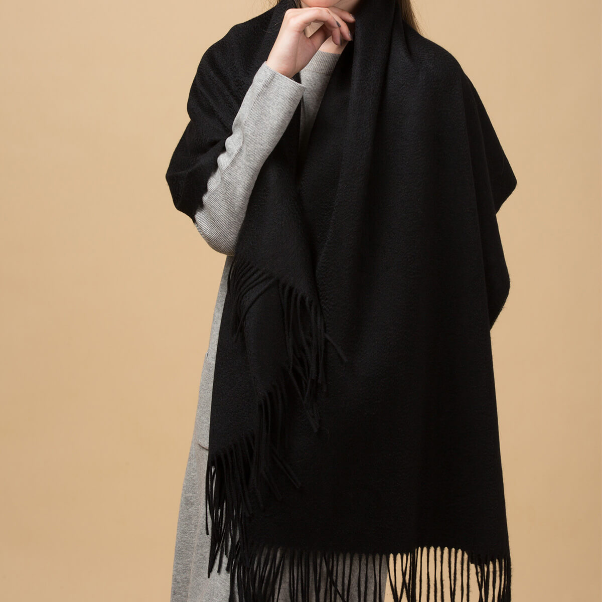 Men's Black Cashmere Blanket Scarf