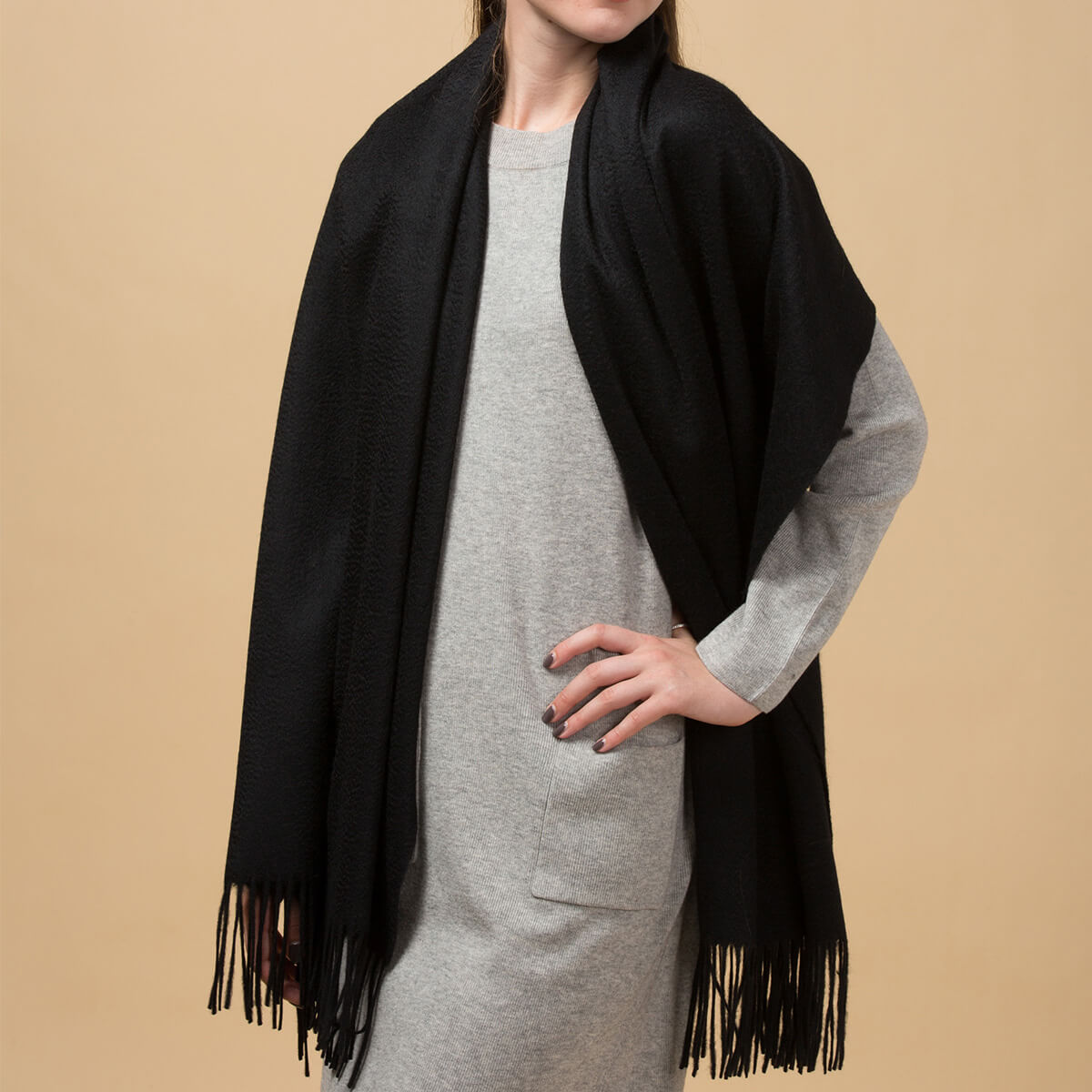 Men's Black Cashmere Blanket Scarf