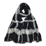 Charger l&#39;image dans la galerie, Foulard noir imprimé en soie 70&#39;&#39; X 25&#39;&#39;