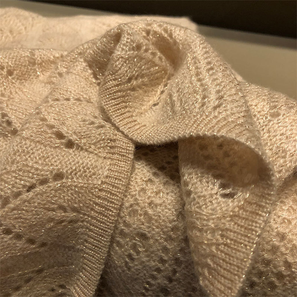 Beige Knitted Luxury 100s Cashmere Scarf
