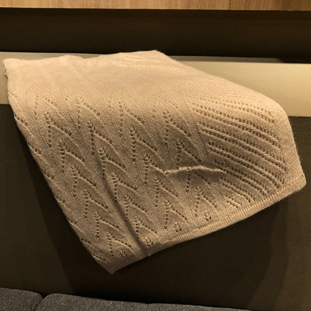 Beige Knitted Luxury 100s Cashmere Scarf