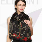 Charger l&#39;image dans la galerie, Grand foulard en soie noir 70&#39;&#39;