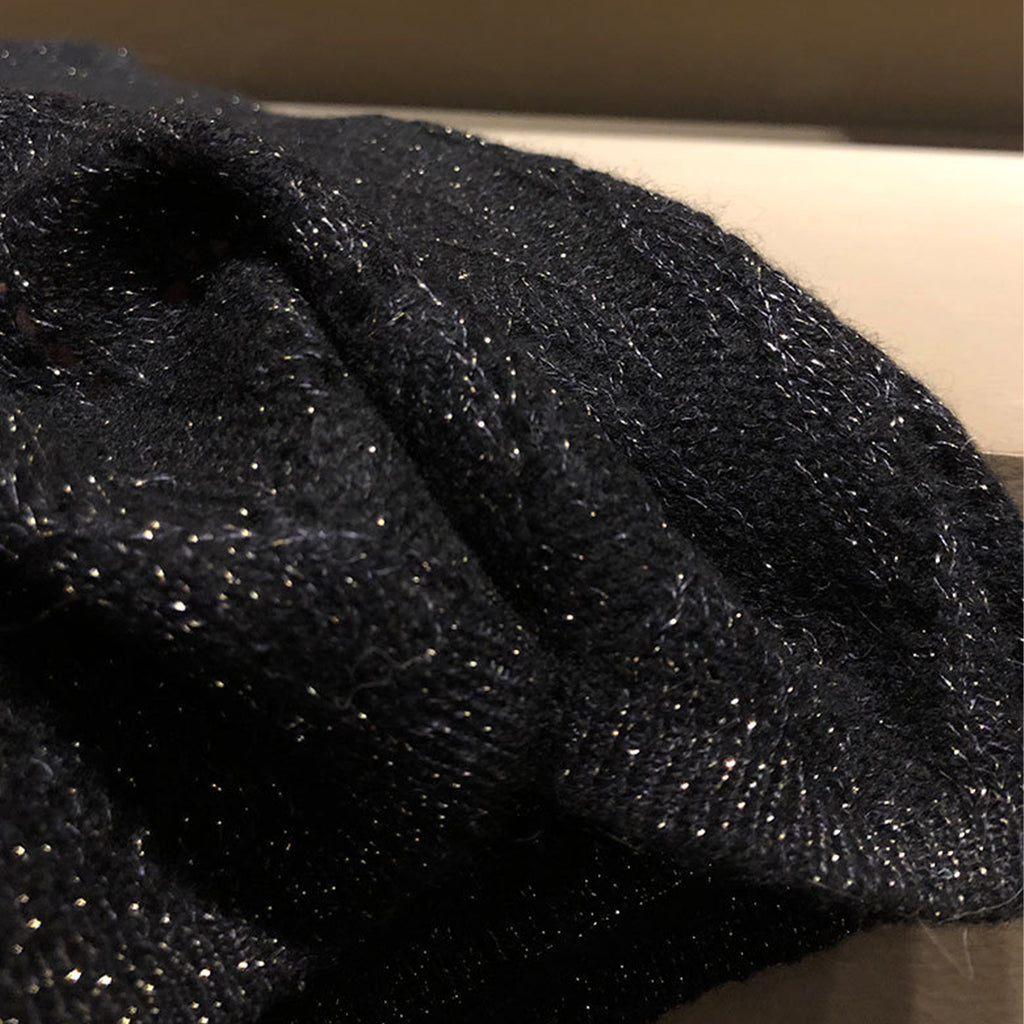 Black Knitted Luxury Cashmere Scarf