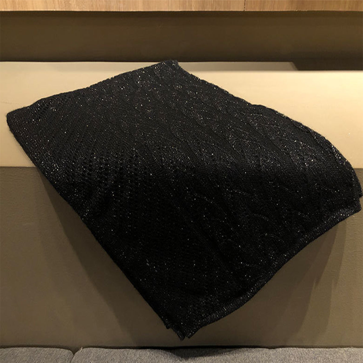 Black Knitted Luxury Cashmere Scarf