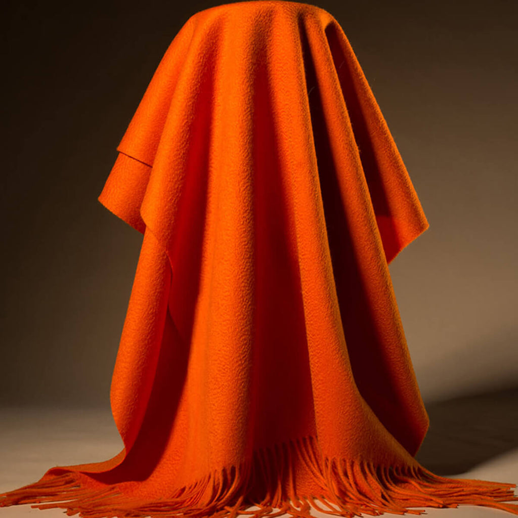Men's Orange Cashmere Blanket Scarf