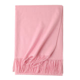 Cargar imagen en el visor de la galería, Chal con flecos ondulados de agua de cachemira rosa