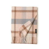 Load image into Gallery viewer, Apricot Cashmere Plaid Fringe Scarf