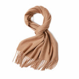 Charger l&#39;image dans la galerie, Écharpe à franges ondulées en cachemire Camel