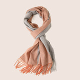 Cargar imagen en el visor de la galería, Bufanda multicolor con panel de pura cachemira naranja-naranja oscuro