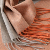 Cargar imagen en el visor de la galería, Bufanda multicolor con panel de pura cachemira naranja-naranja oscuro