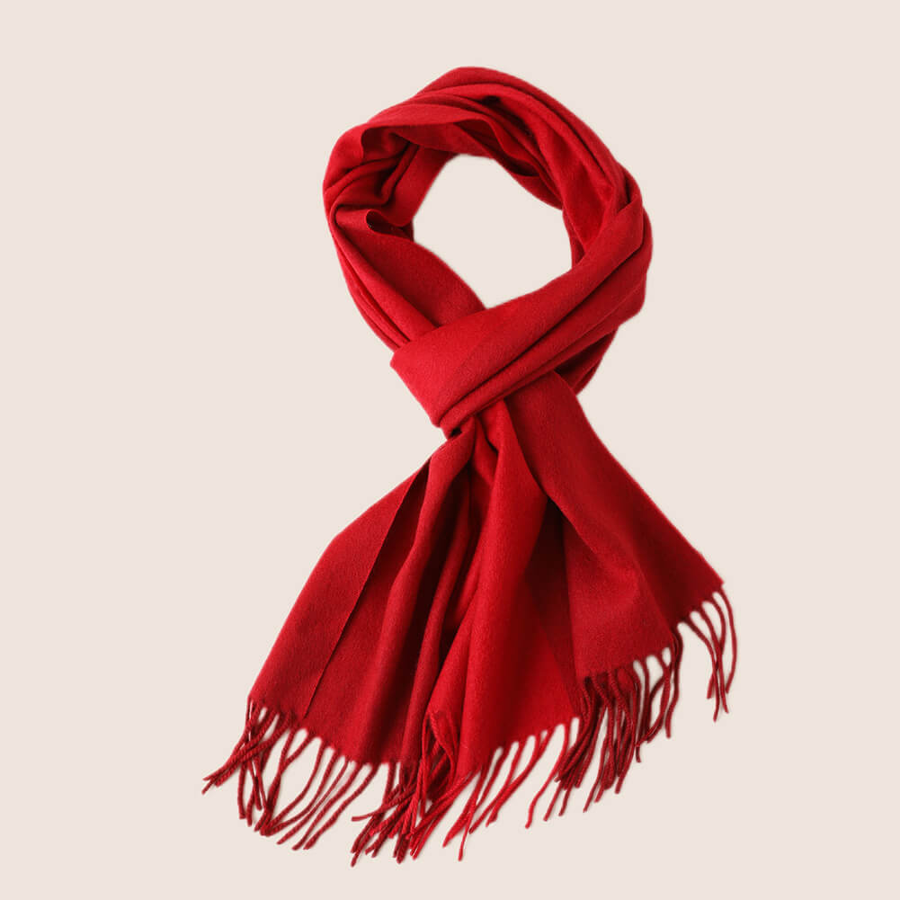 Red Pure Cashmere Panel Multicolor Scarf