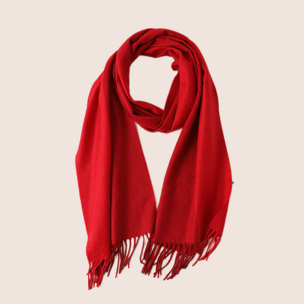Red Pure Cashmere Panel Multicolor Scarf