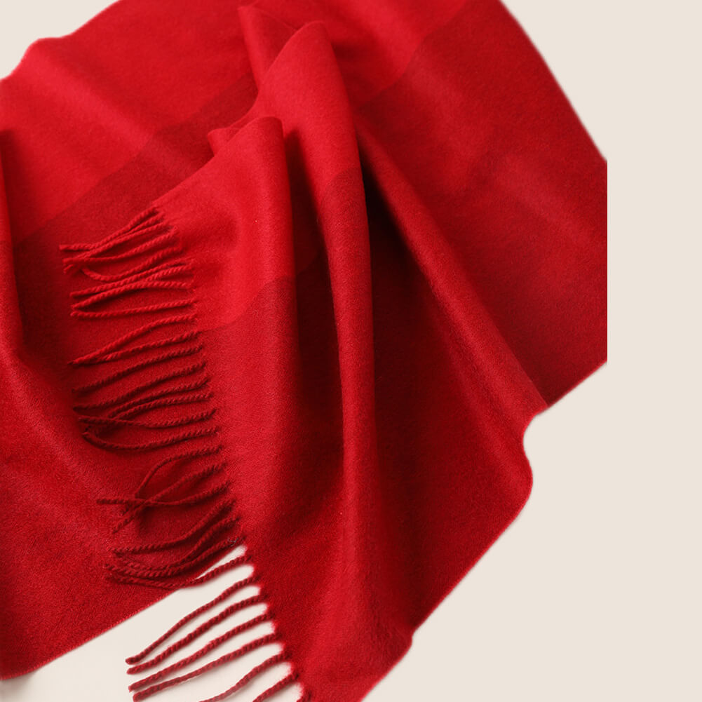 Red Pure Cashmere Panel Multicolor Scarf