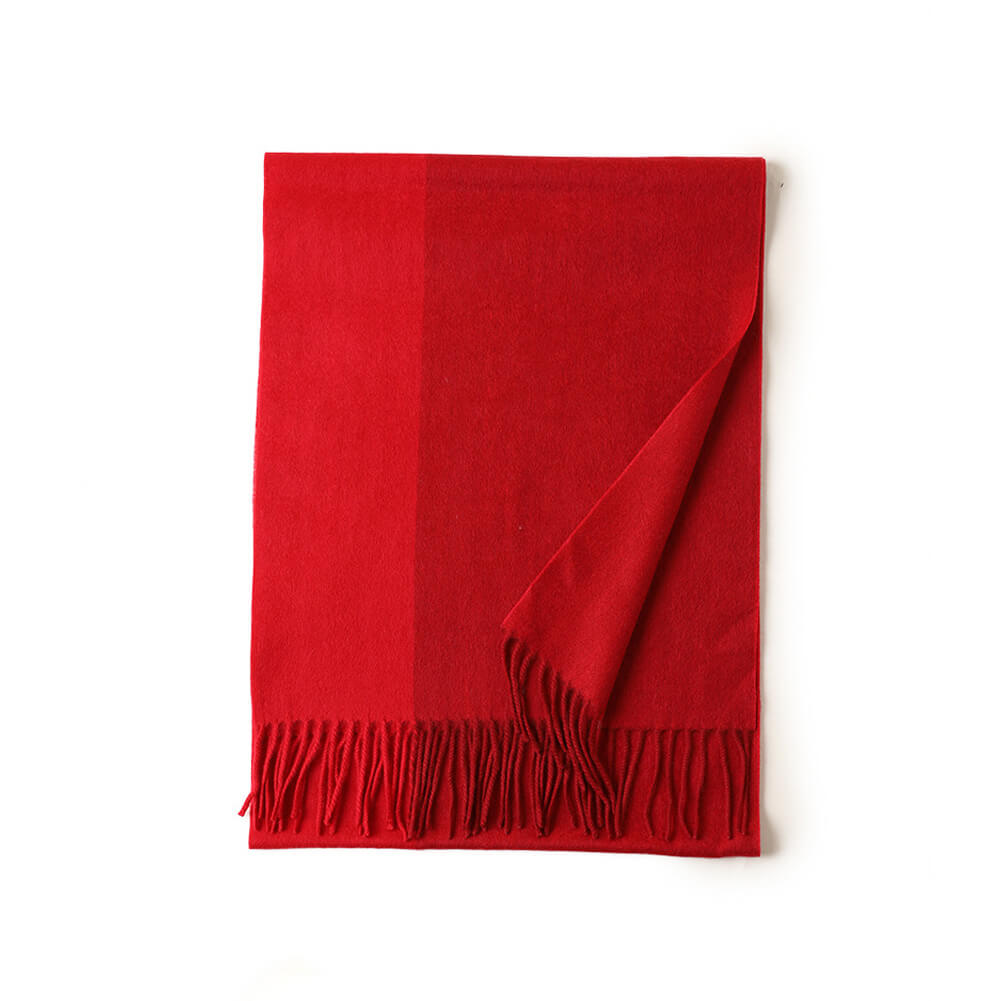 Red Pure Cashmere Panel Multicolor Scarf