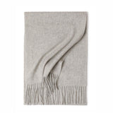 Load image into Gallery viewer, Grey Cashmere Water Ripple Fringe Scarf