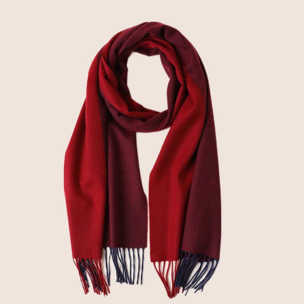 Wine-Red Pure Cashmere Panel Multicolor Scarf