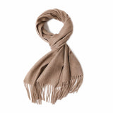 Charger l&#39;image dans la galerie, Écharpe à franges ondulées en cachemire Camel