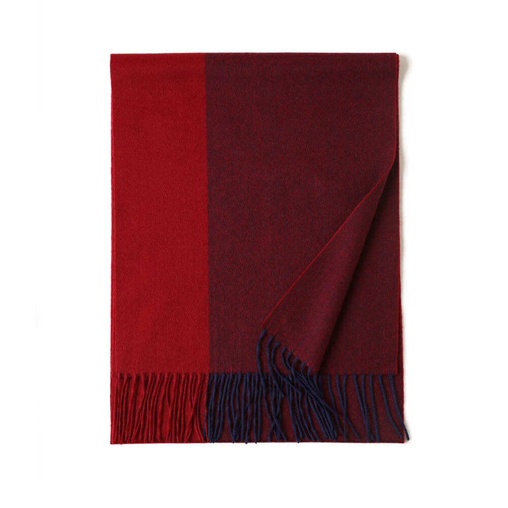 Wine-Red Pure Cashmere Panel Multicolor Scarf