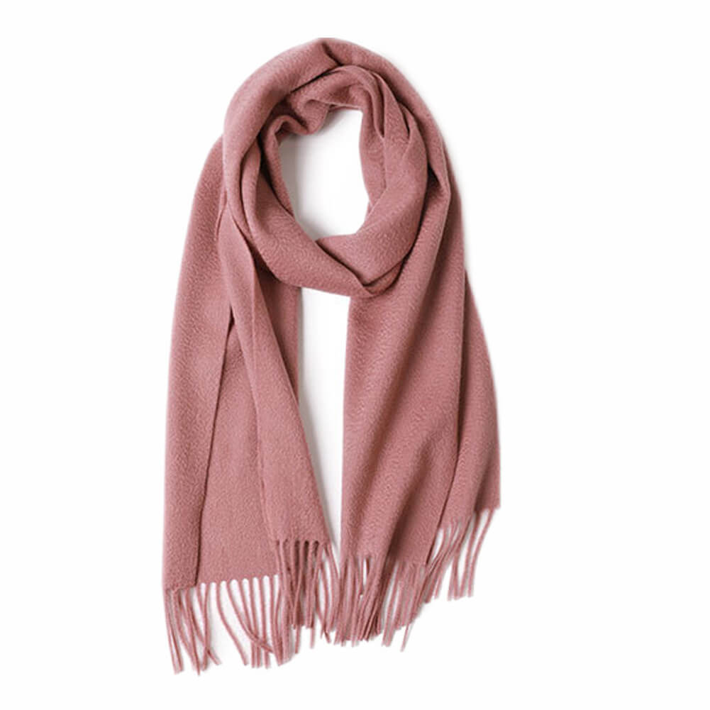 Pink Cashmere Water Ripple Fringe Scarf