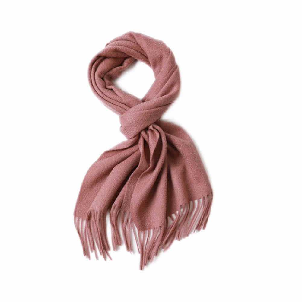 Pink Cashmere Water Ripple Fringe Scarf