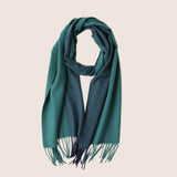 Laden Sie das Bild in den Galerie-Viewer, Mehrfarbiger Schal mit Einsätzen aus reinem Kaschmir in Grün