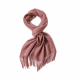 Cargar imagen en el visor de la galería, Bufanda de cachemir rosa con flecos ondulados al agua