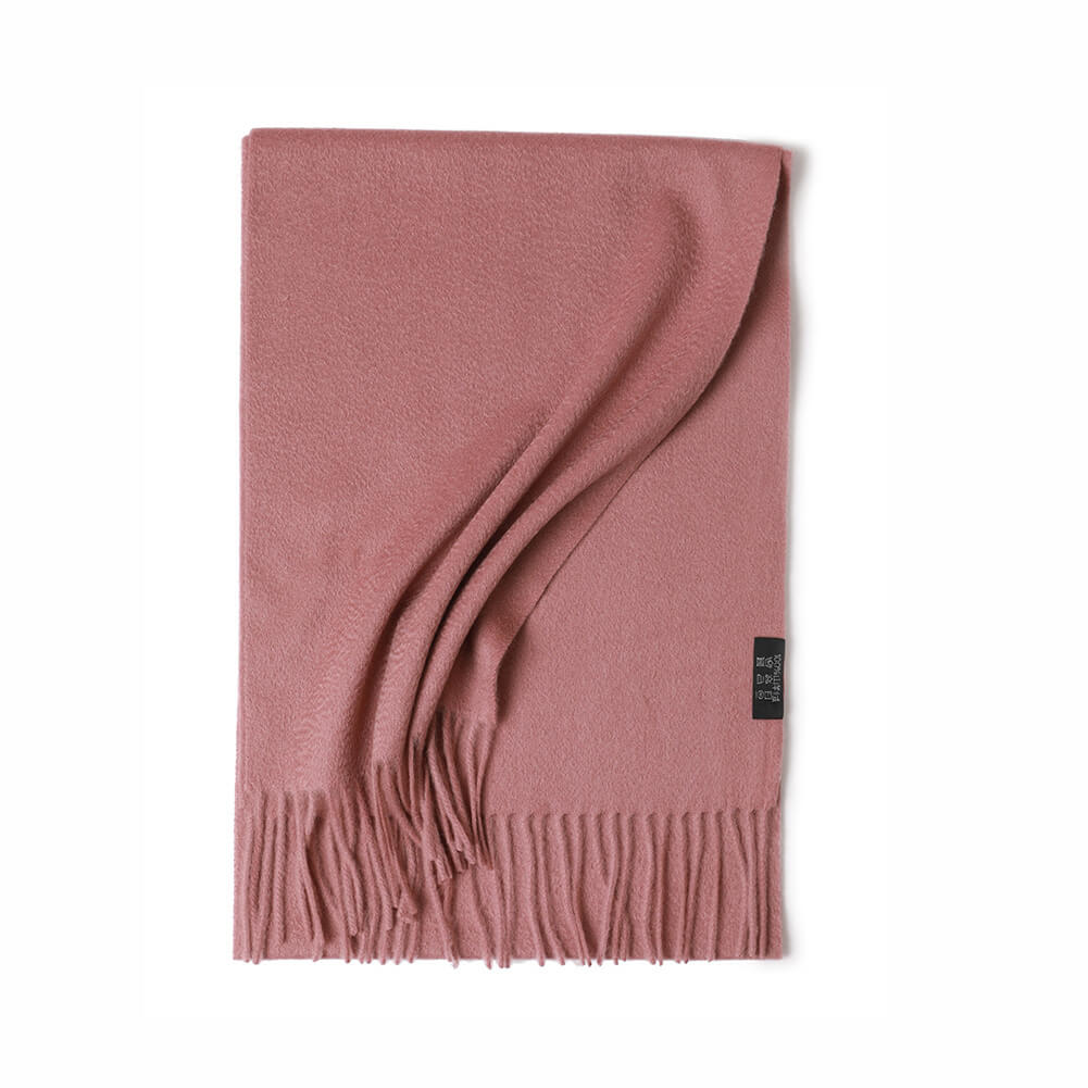 Pink Cashmere Water Ripple Fringe Scarf