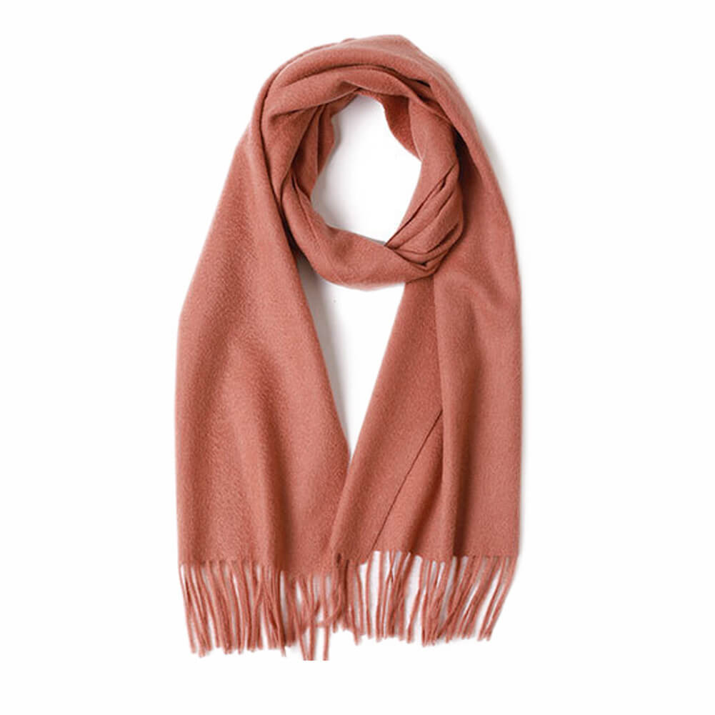 Red Cashmere Water Ripple Fringe Scarf